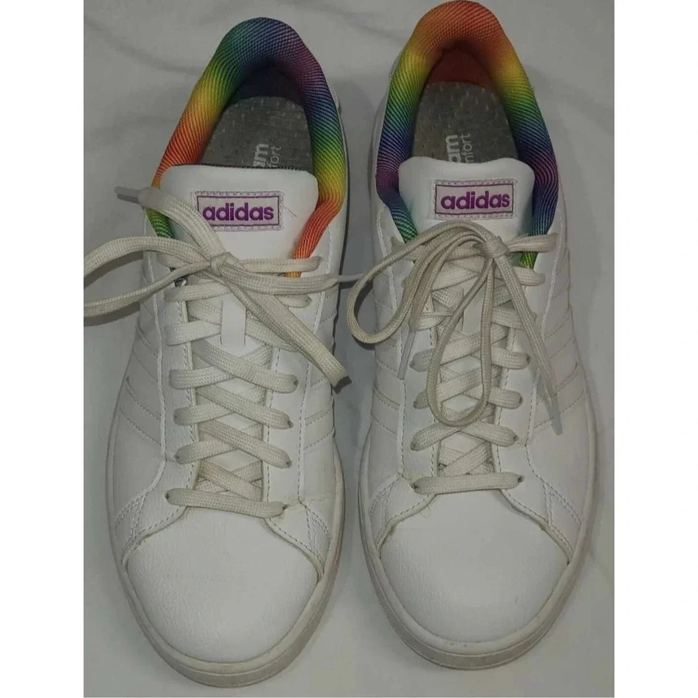 Men's Size 9.5‎ - Adidas Grand Court Rainbow Pride Sneakers H01054